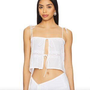 NEW SNDYS Asta Top in White Lace Cami Tank Crop Top Large L Bridal